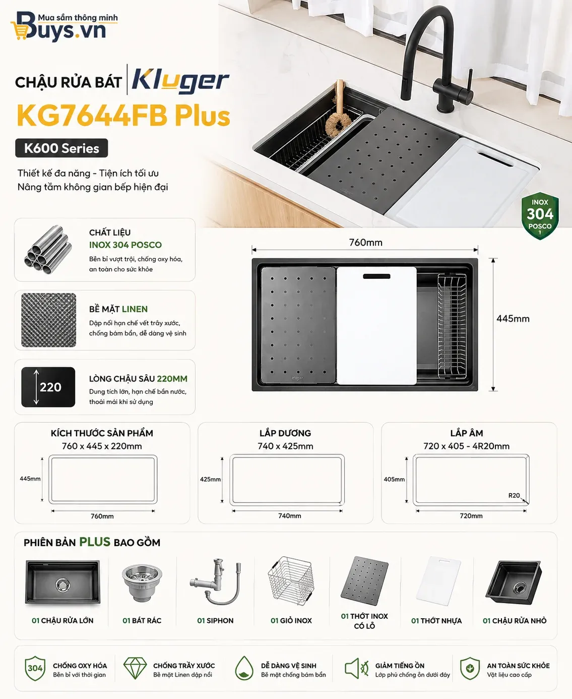 Chau rua bat Kluger KG7644FB Plus Buys.vn 2 c4a96613