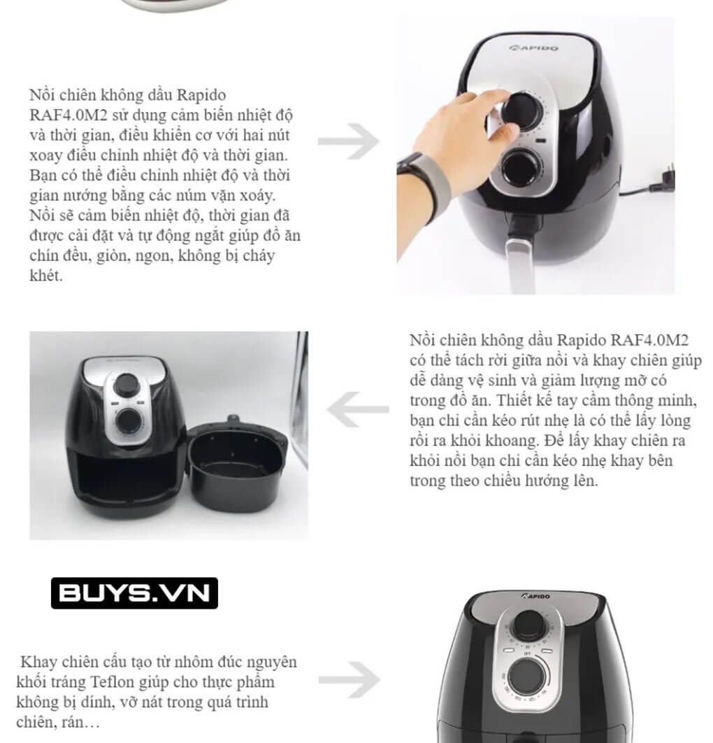 Noi chien khong dau Rapido RAF4.0M2 Buys.vn Mua sam thong minh00002