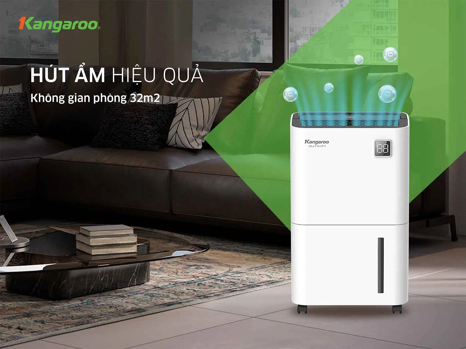 Diện tích và khả năng hút ẩm của Kangaroo KGDH16