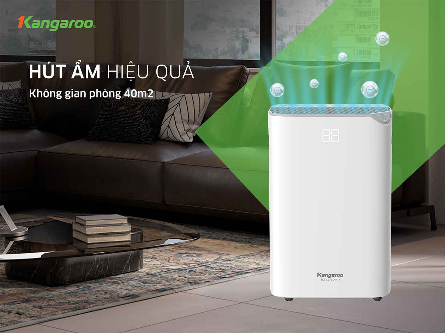 Diện tích và khả năng hút ẩm của Kangaroo KGDH20