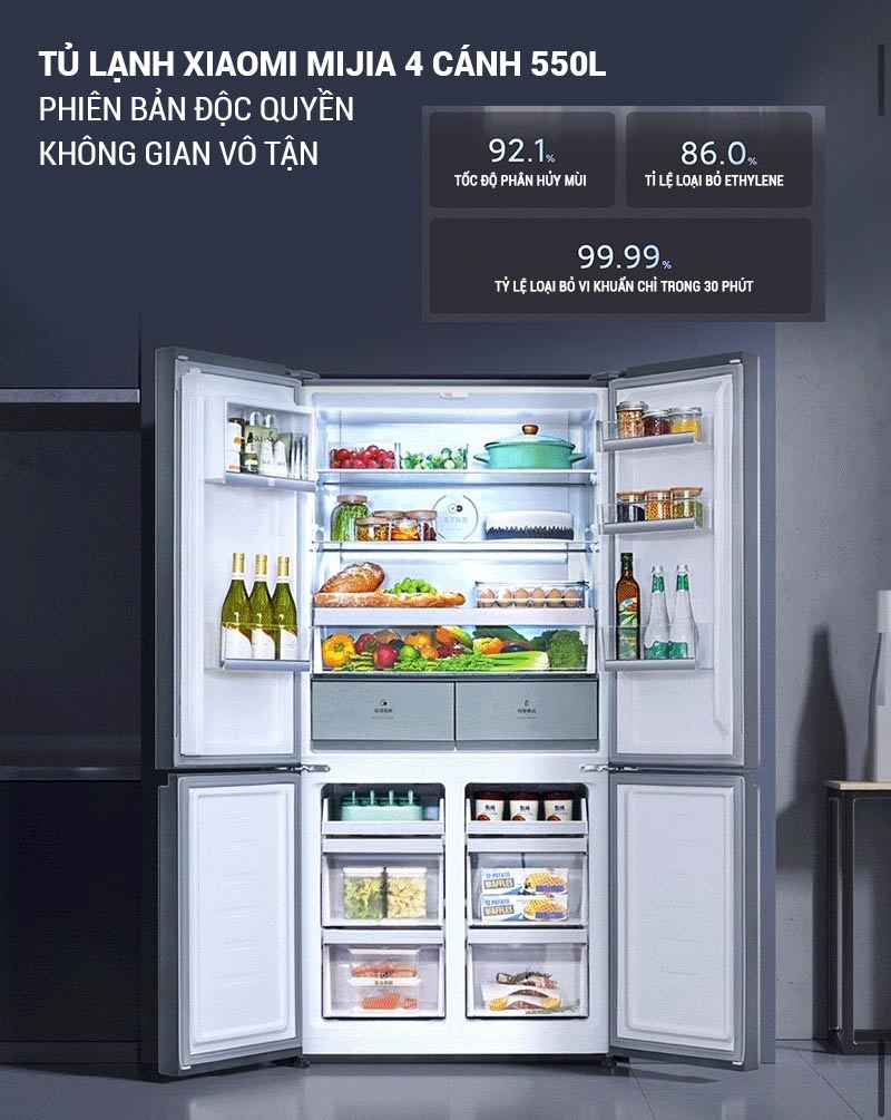 Tủ lạnh Xiaomi Mijia 4 cánh 550L – BCD-550WGSA
