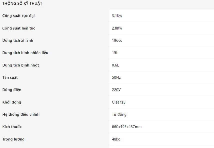 MÁY PHÁT ĐIỆN GETINK G3100 3KW 13 MAY PHAT DIEN GETINK G3100 3KW 3