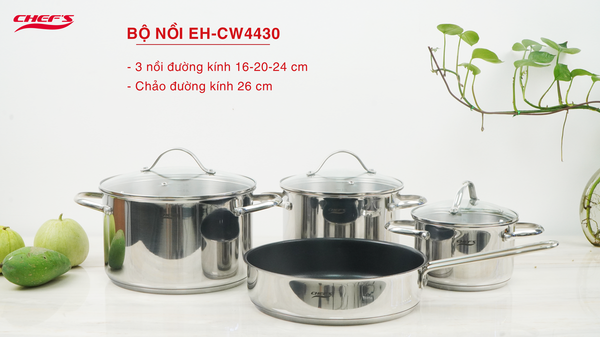 BỘ NỒI TỪ CHEFS EH-CW4430 4 MÓN-ĐIỆN MÁY IBUYS
