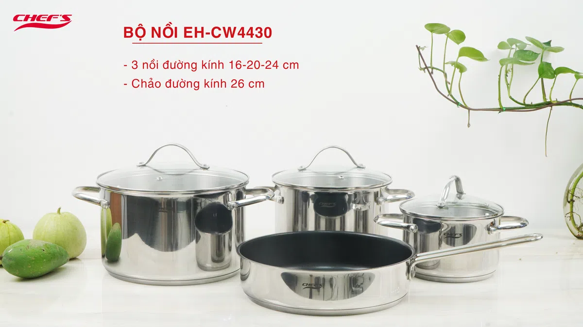 BỘ NỒI TỪ CHEFS EH-CW4430 4 MÓN-ĐIỆN MÁY IBUYS