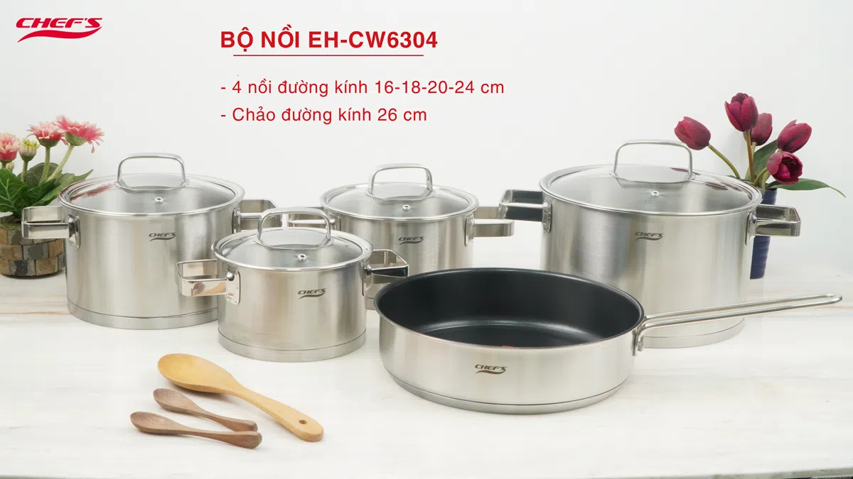 BỘ NỒI TỪ CHEFS EH-CW6304 5 MÓN