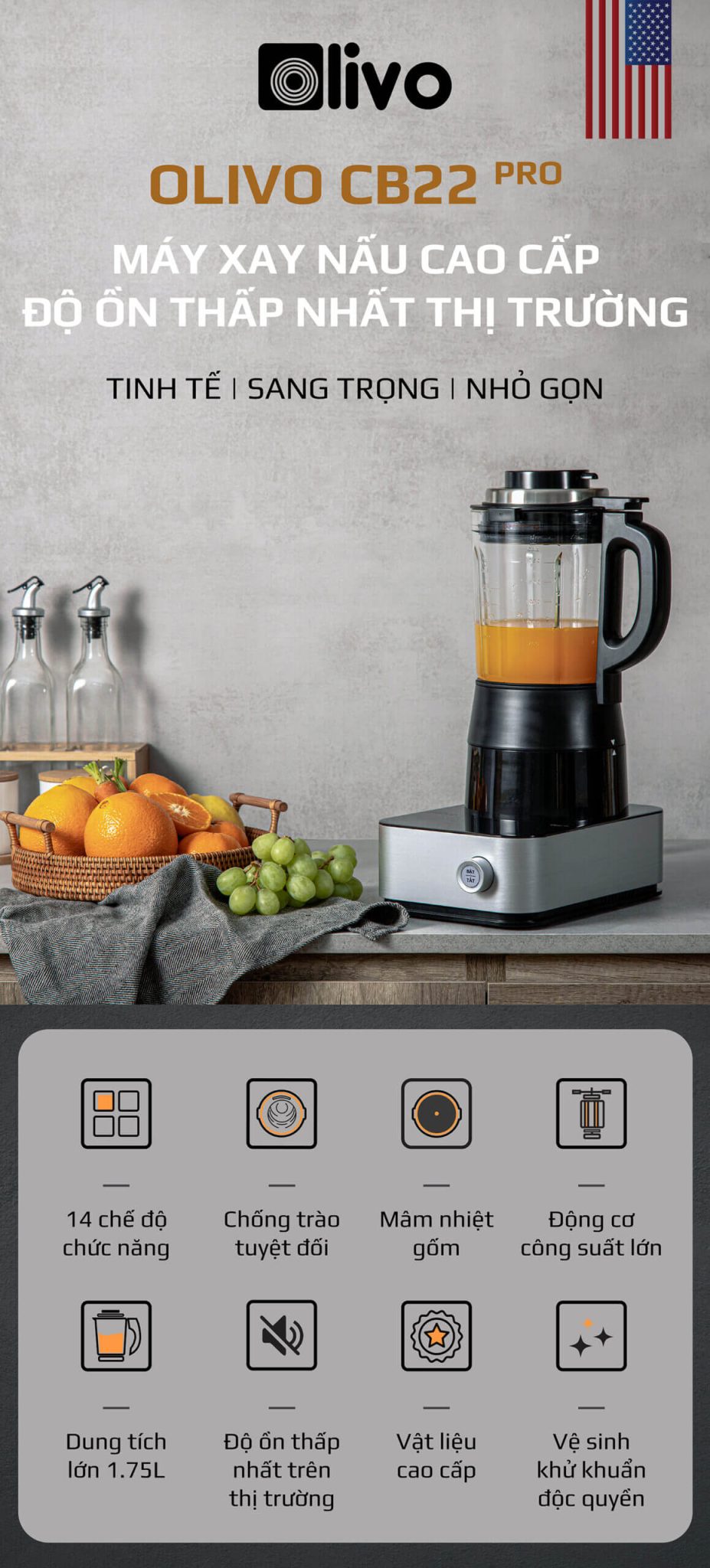 Máy làm sữa hạt Olivo CB22 Pro