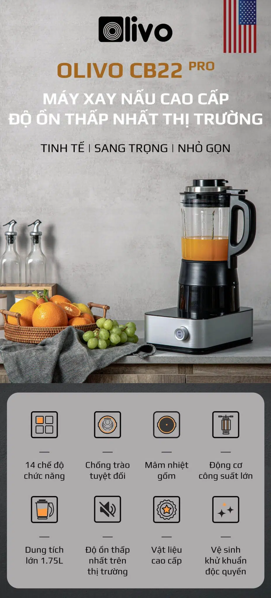 Máy làm sữa hạt Olivo CB22 Pro