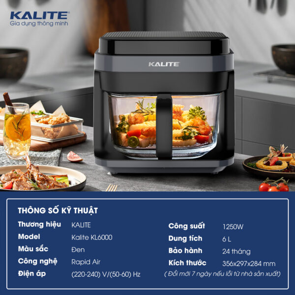 NỒI CHIÊN KHÔNG DẦU KALITE KL6000 6 LÍT -ĐIỆN MÁY BUYS