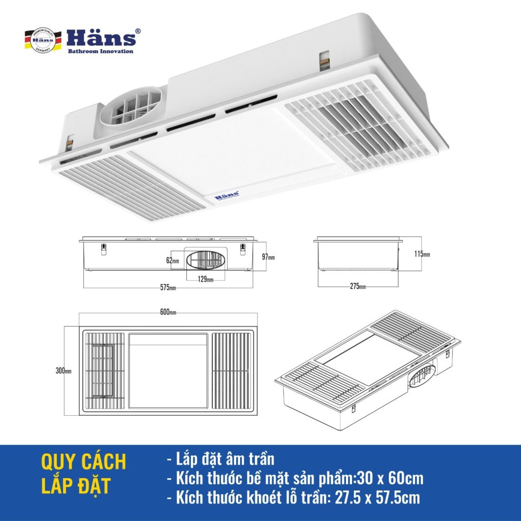 Đèn sưởi Âm Trần Hans – HA2- ĐIỆN MÁY BUYS (8)