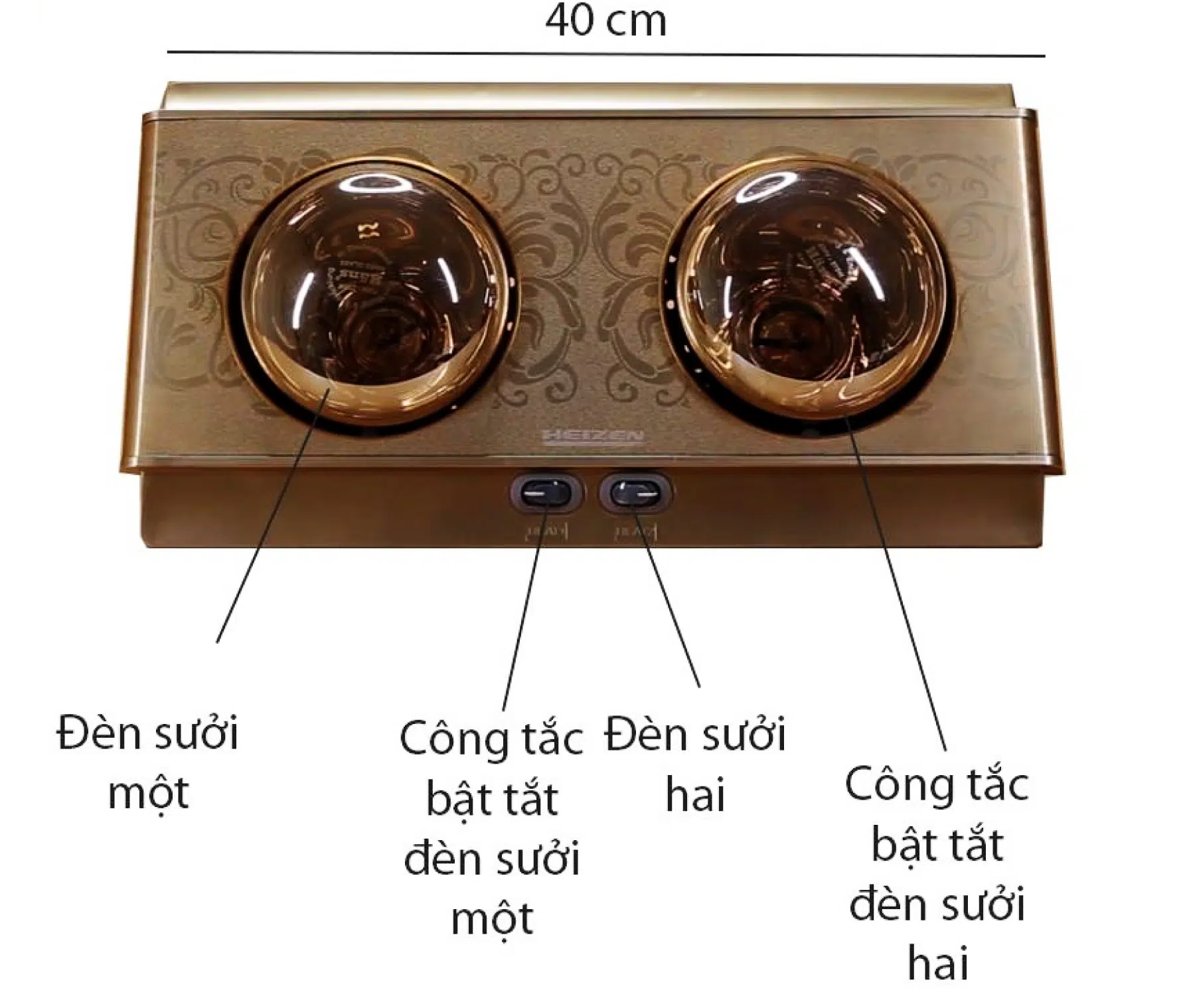 Đèn sưởi nhà tắm Heizen HE2B