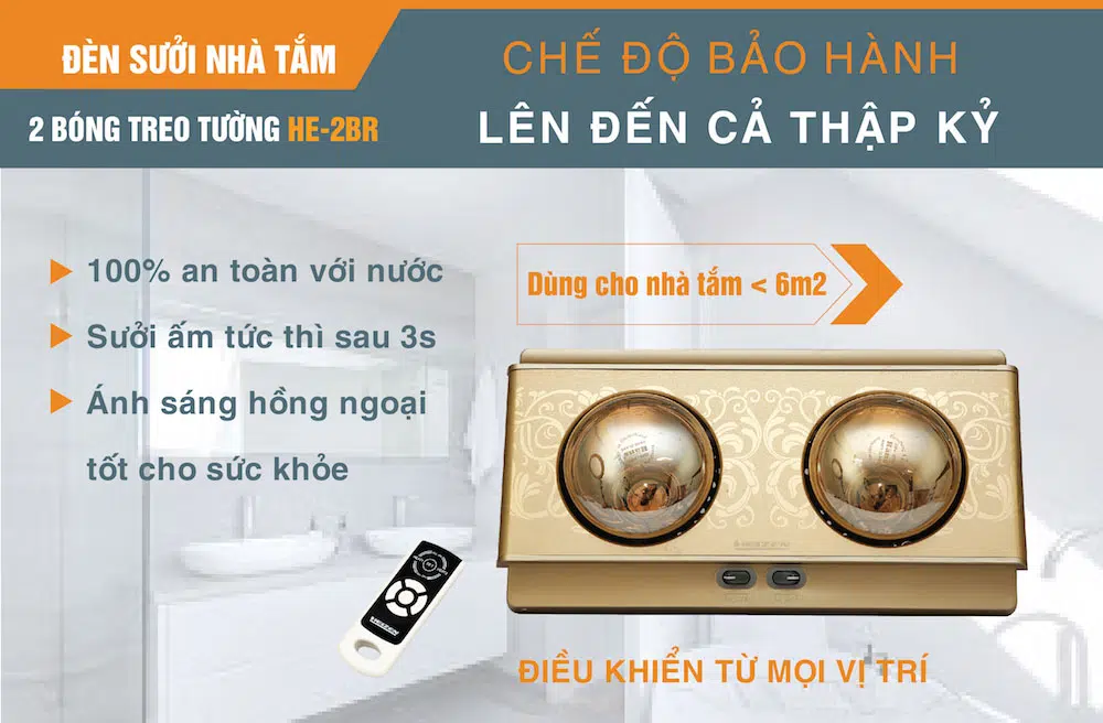 ĐÈN SƯỞI NHÀ TẮM HEIZEN HE2BR 24 Đèn sưởi nhà tắm Heizen HE2BR