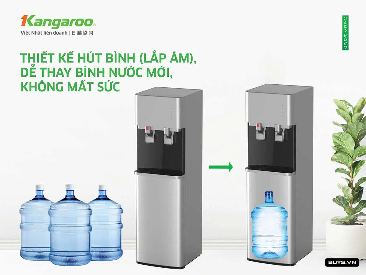 Cây nước nóng lạnh Kangaroo KG57A3 - Thiết kế hút bình thân thiện