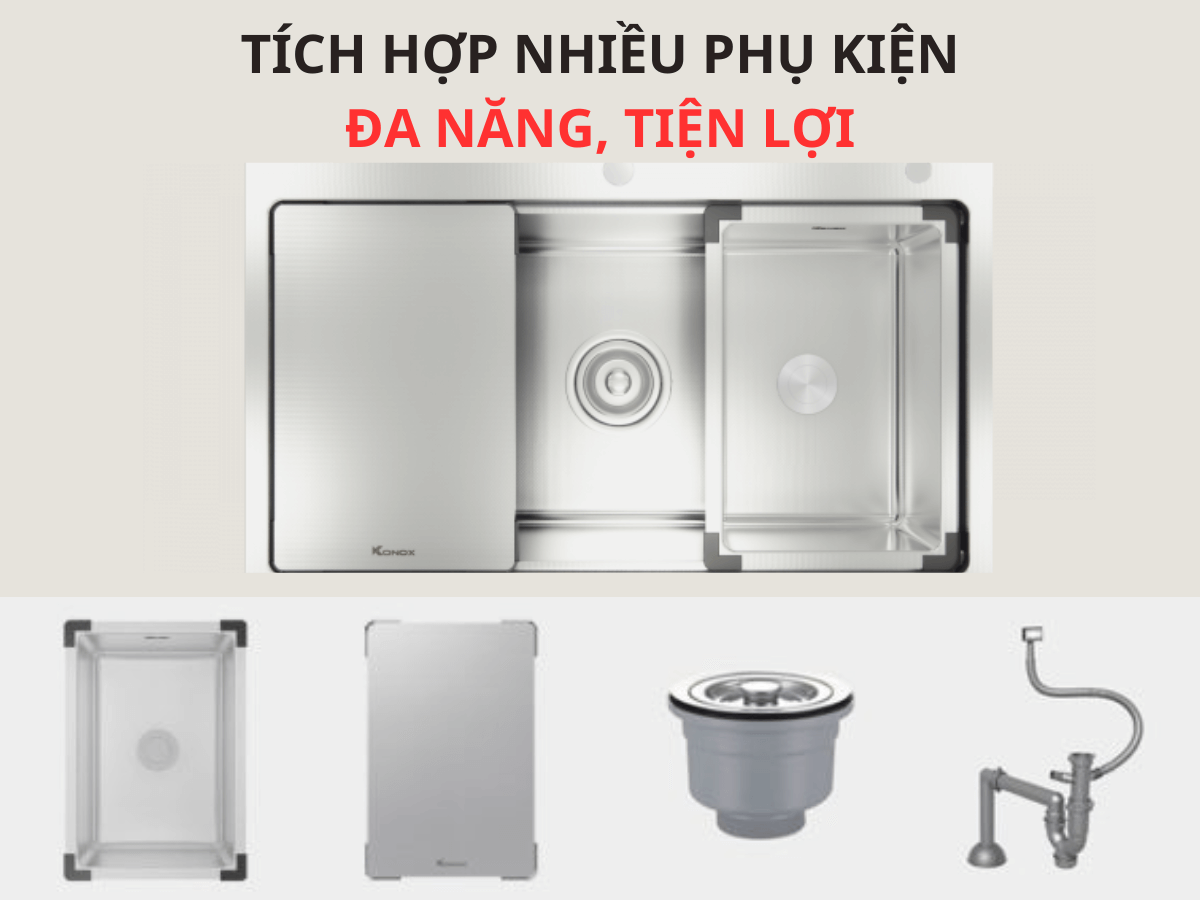 Chậu rửa bát 1 hố Konox KN8151TS Dekor
