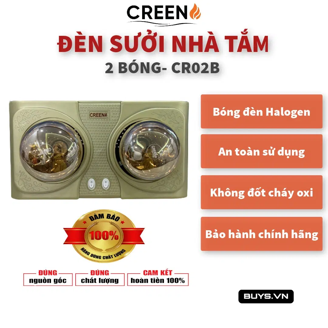 Đèn sưởi nhà tắm 2 bóng Creen CR-02B - Buys.vn- Giá rẻ