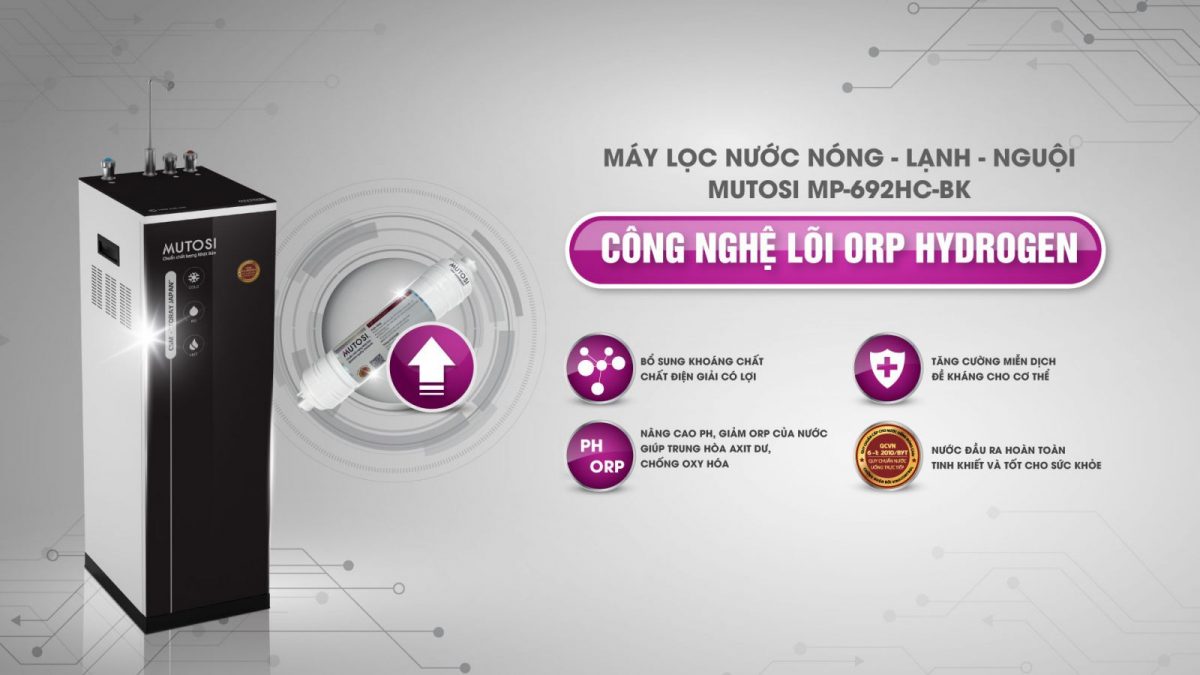 Máy lọc nước nóng lạnh Mutosi MP-692HC-BK-NC