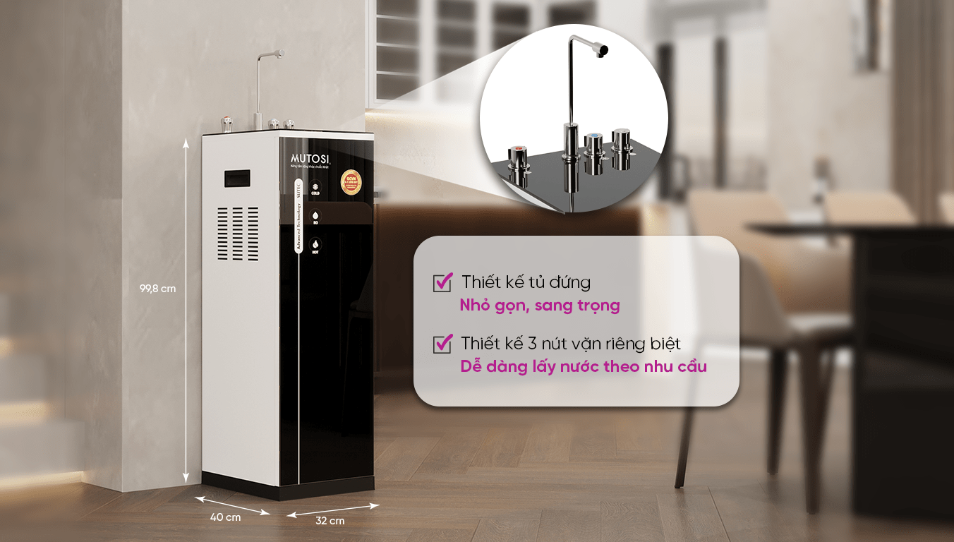 Máy lọc nước nóng lạnh Mutosi MP-692HC-BK-NC