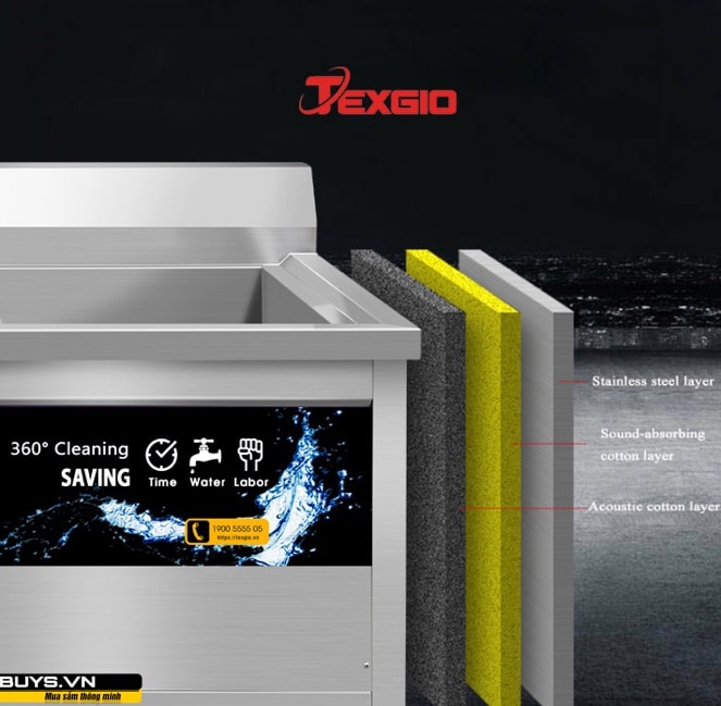 Máy rửa bát công nghiệp Texgio Ultrasonic Standard TGU-1000SS an toàn và tiện lợi 