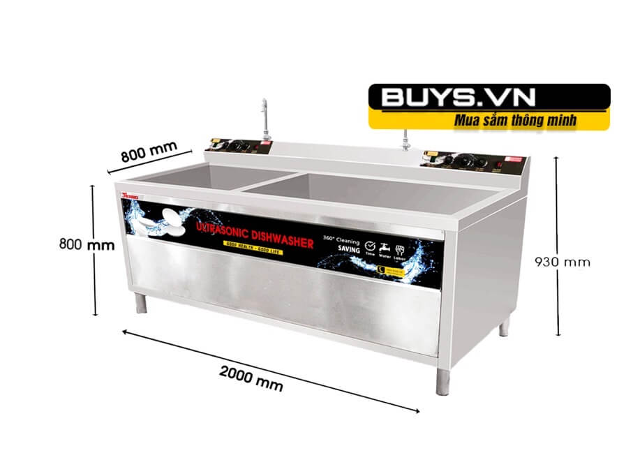 Máy rửa bát công nghiệp Texgio TGU 2000XD kích thước