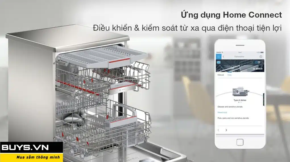 máy rửa bát độc lập Bosch SMS6ZCI37Q- Buys.vn - kết nối home connect