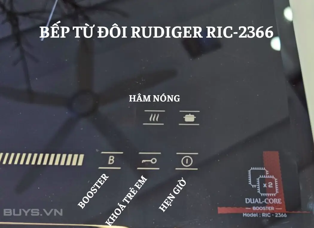 Bếp từ đôi Rudiger RIC-2366 - điều khiển