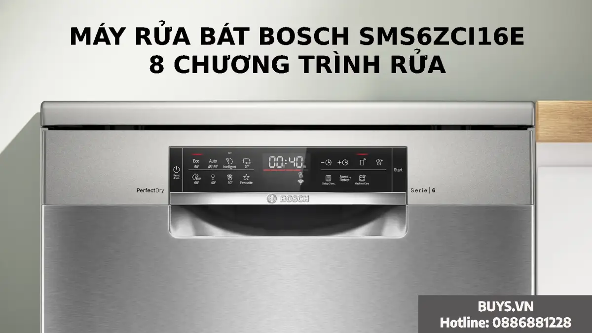 Máy rửa bát Bosch SMS6ZCI16E - 8 chường trình rửa