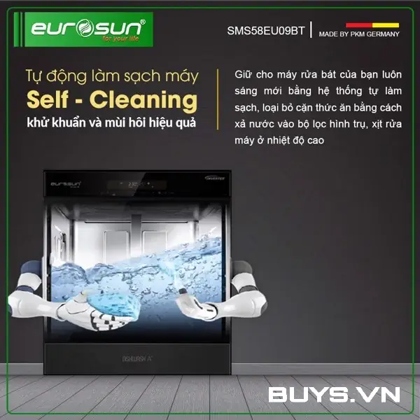 Máy rửa bát Eurosun SMS58EU09BT - tự động làm sạch