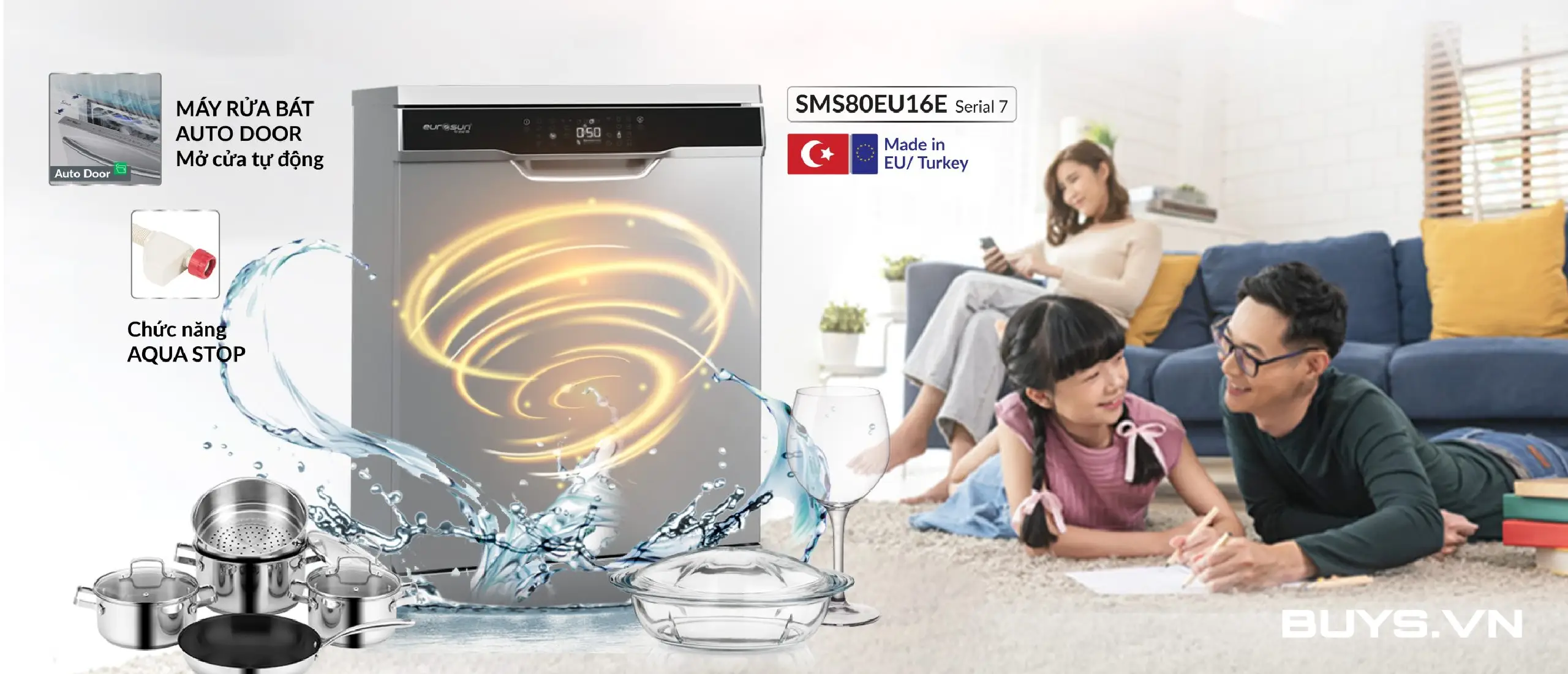 Máy rửa bát Eurosun SMS80EU16E - 15 bộ