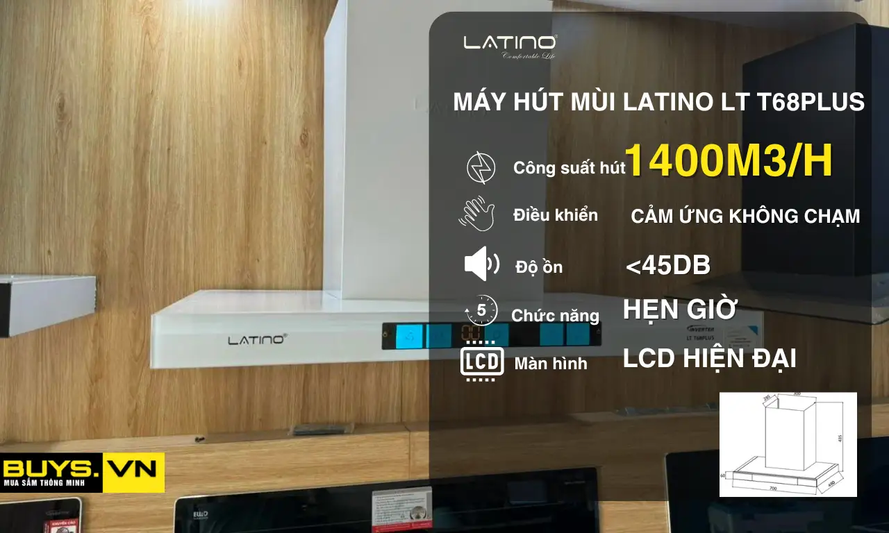 Máy hút mùi Latino LT T68Plus -các thông số 