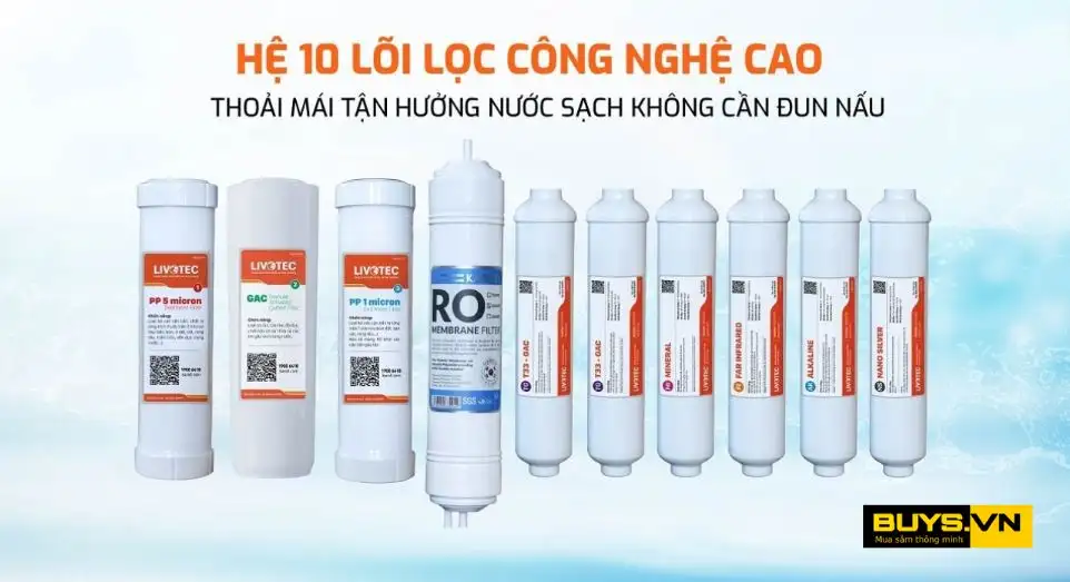 Máy lọc nước nóng lạnh Karofi Livotec 612- lõi lọc