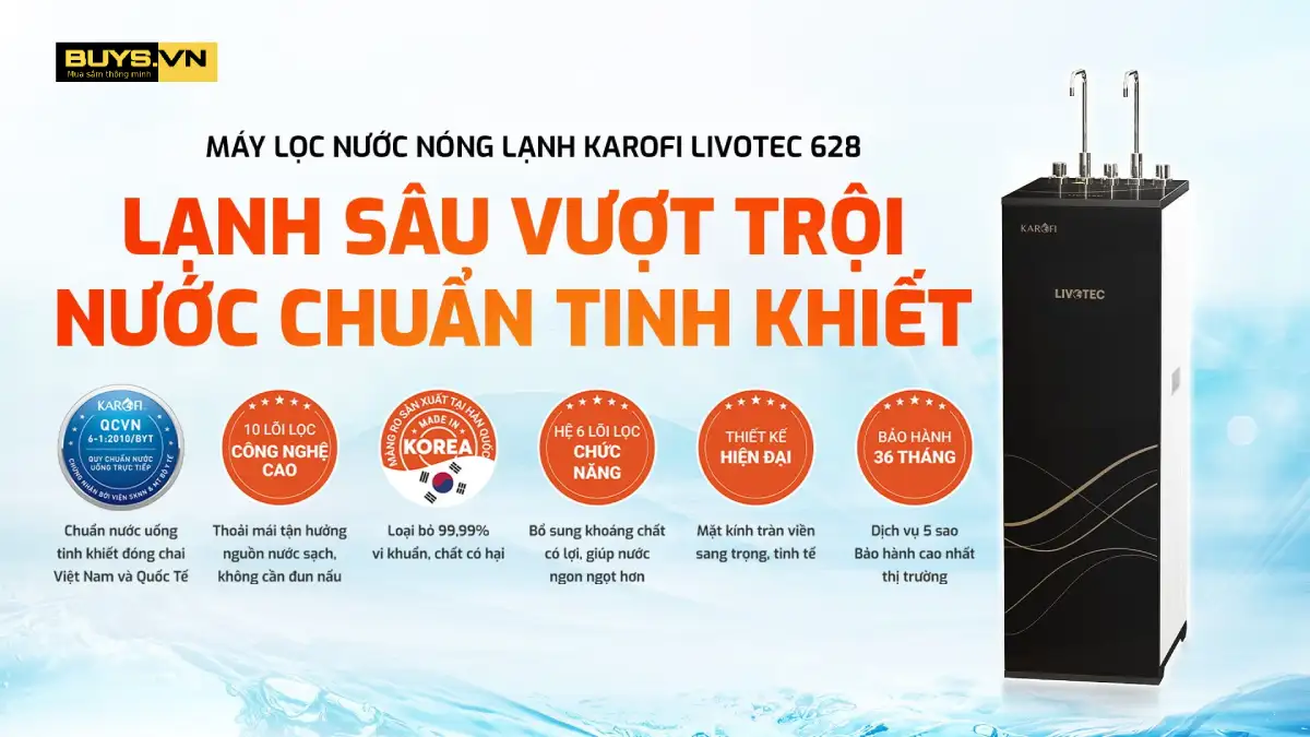 Máy lọc nước nóng lạnh Karofi Livotec 628