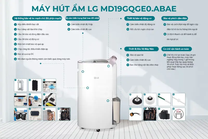 Máy hút ẩm LG Dual Inverter MD19GQGE0 ABAE