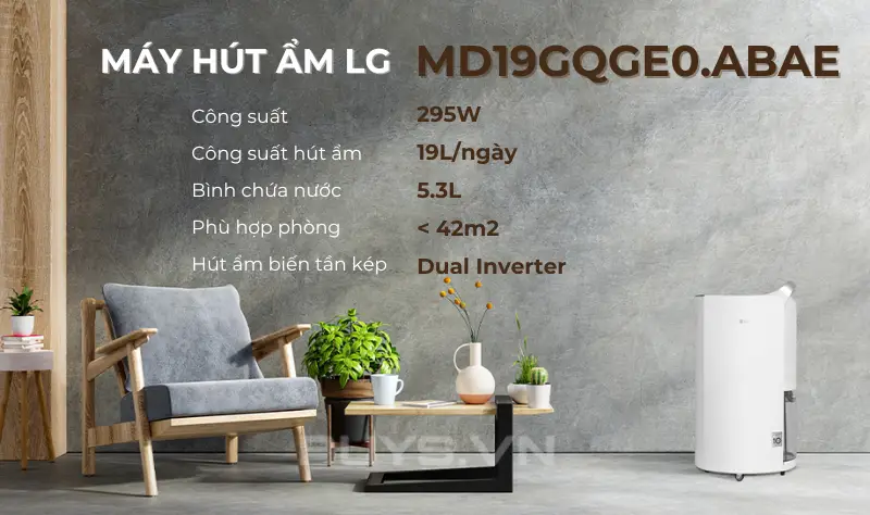 Máy hút ẩm LG Dual Inverter MD19GQGE0 ABAE