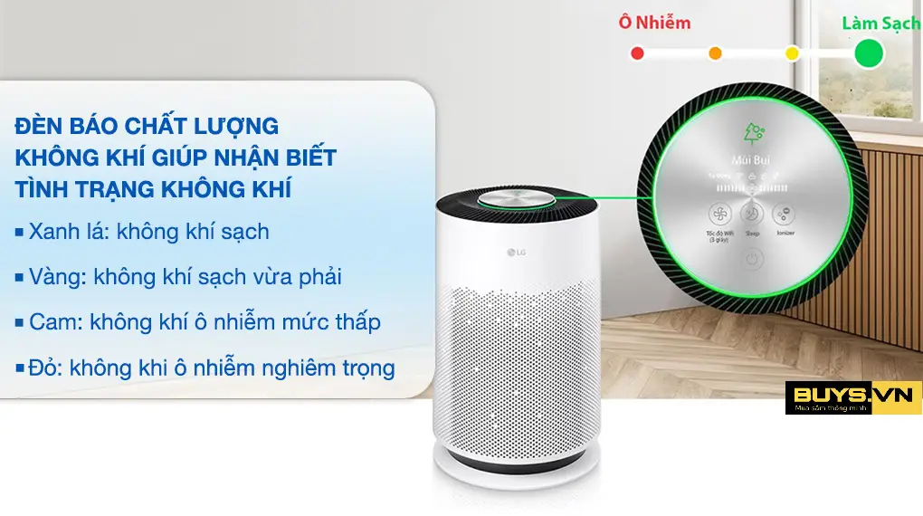 Máy lọc không khí LG PuriCare 360Hit AS60GHWG0 - đèn cảnh báo chất lượng không khí