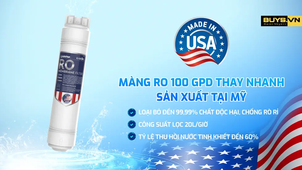 Máy lọc nước Karofi KAQ U95 Pro - màng RO