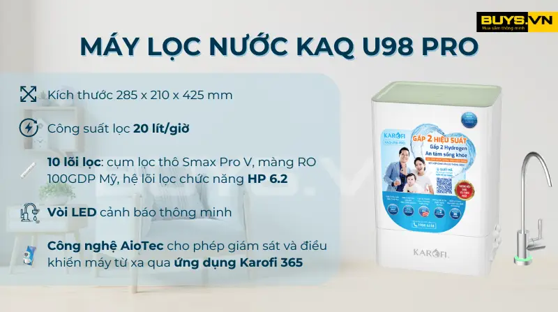 Máy lọc nước Karofi KAQ U98 Pro