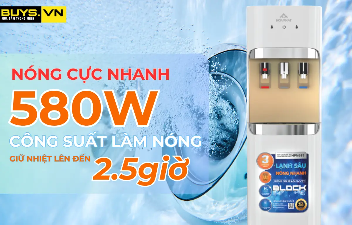 Máy lọc nước nóng lạnh Hòa Phát HPN683 làm nóng cực nhanh