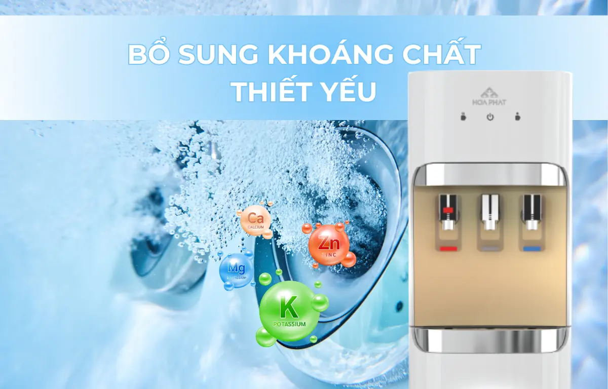 Máy lọc nước nóng lạnh Hòa Phát HPN683 bổ sung khoáng chất thiết yếu