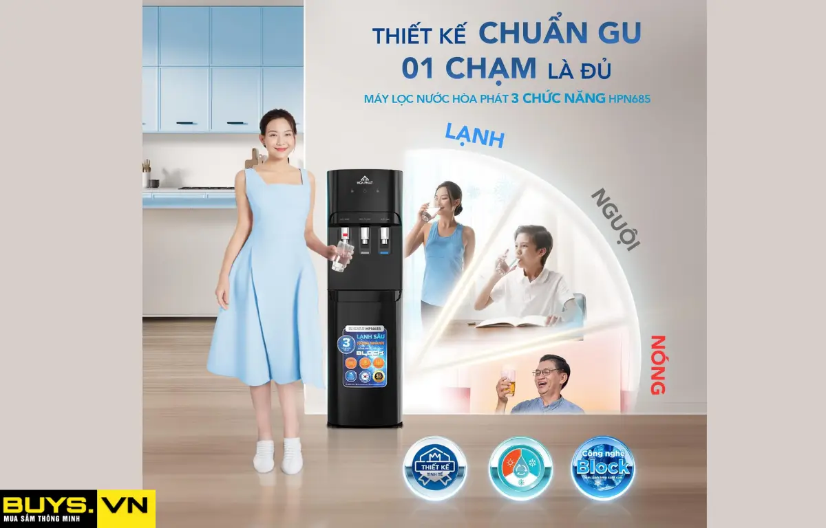 Máy lọc nước nóng lạnh Hòa Phát HPN685 - 1 chạm lấy nước