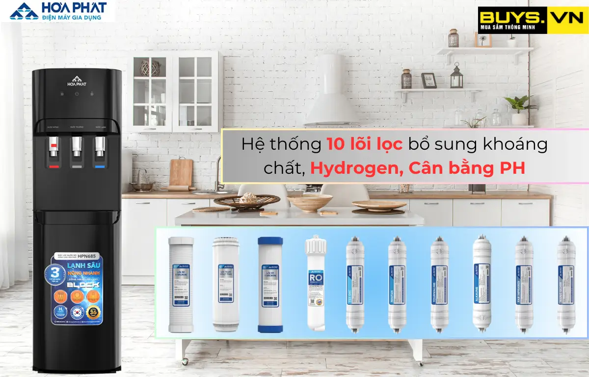 Máy lọc nước nóng lạnh Hòa Phát HPN685 -hydrogen