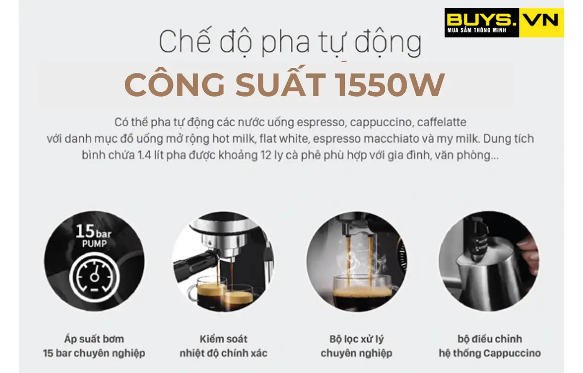 Máy pha cà phê Expresso XIAOMI Mi-Lux F185-công suất 1550W