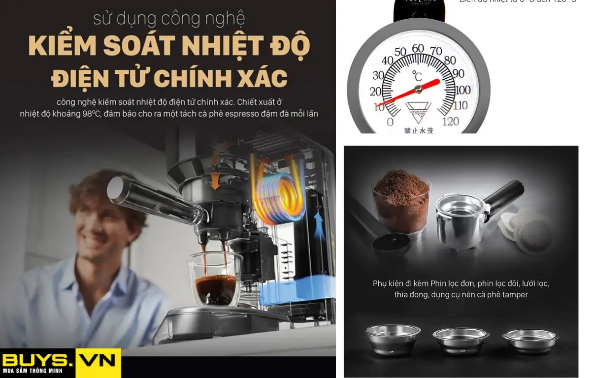 Máy pha cà phê Expresso XIAOMI Mi-Lux F185-kiếm soát chính xác nhiệt độ 