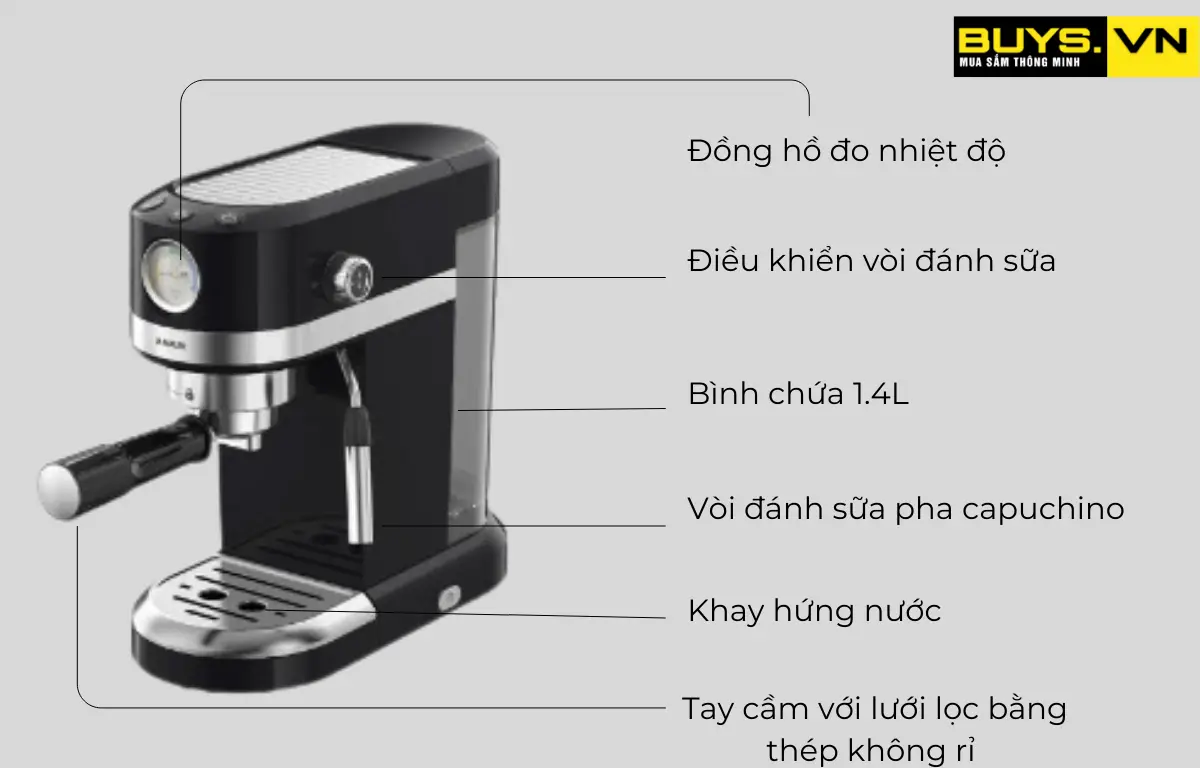 Máy pha cà phê Expresso XIAOMI Mi-Lux F185-thiết kế gọn gàng