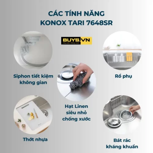 Chậu rửa bát 1 hố Konox Tari 7648SR - tính năng