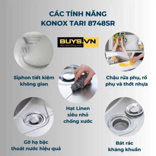 Chậu rửa bát 1 hố Konox Tari 8748SR