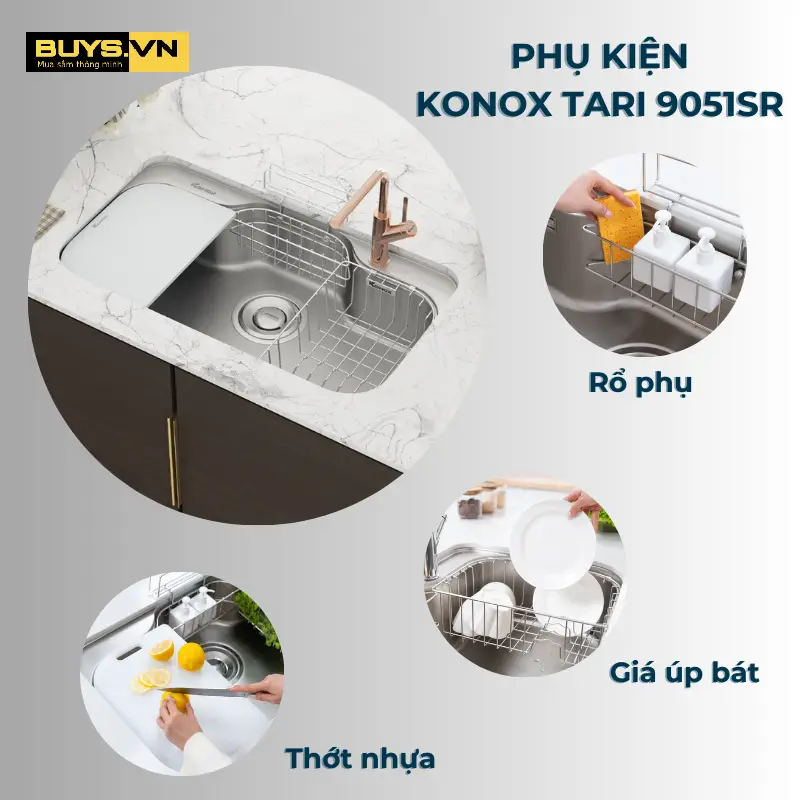 Chậu rửa bát 1 hố Konox Tari 9051SR