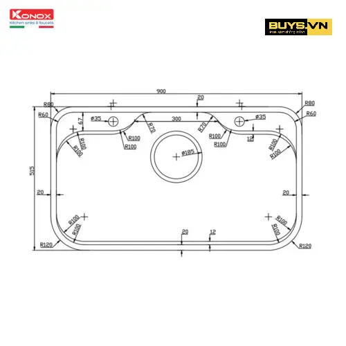 Chậu rửa bát 1 hố Konox Tari 9051SR Basic