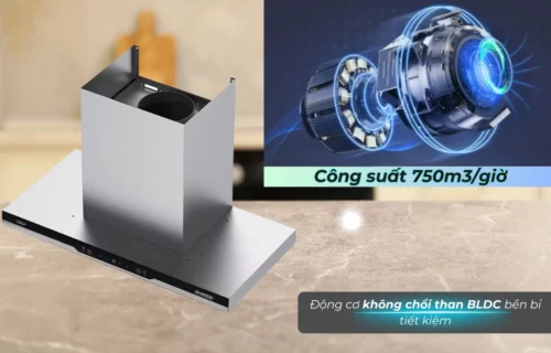 Máy hút mùi Chefs EH-R107E3D - động cơ BLDC êm ái bền bỉ