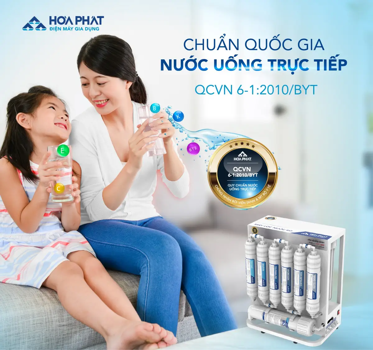 Máy lọc nước RO để gầm Hòa Phát HPU456 -Đạt chuẩn nước uống bộ y tế 