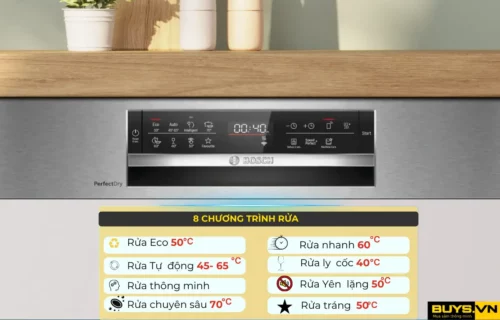 Máy rửa bát bán âm Bosch SMI6ZCS16E - 8 chương trình rửa