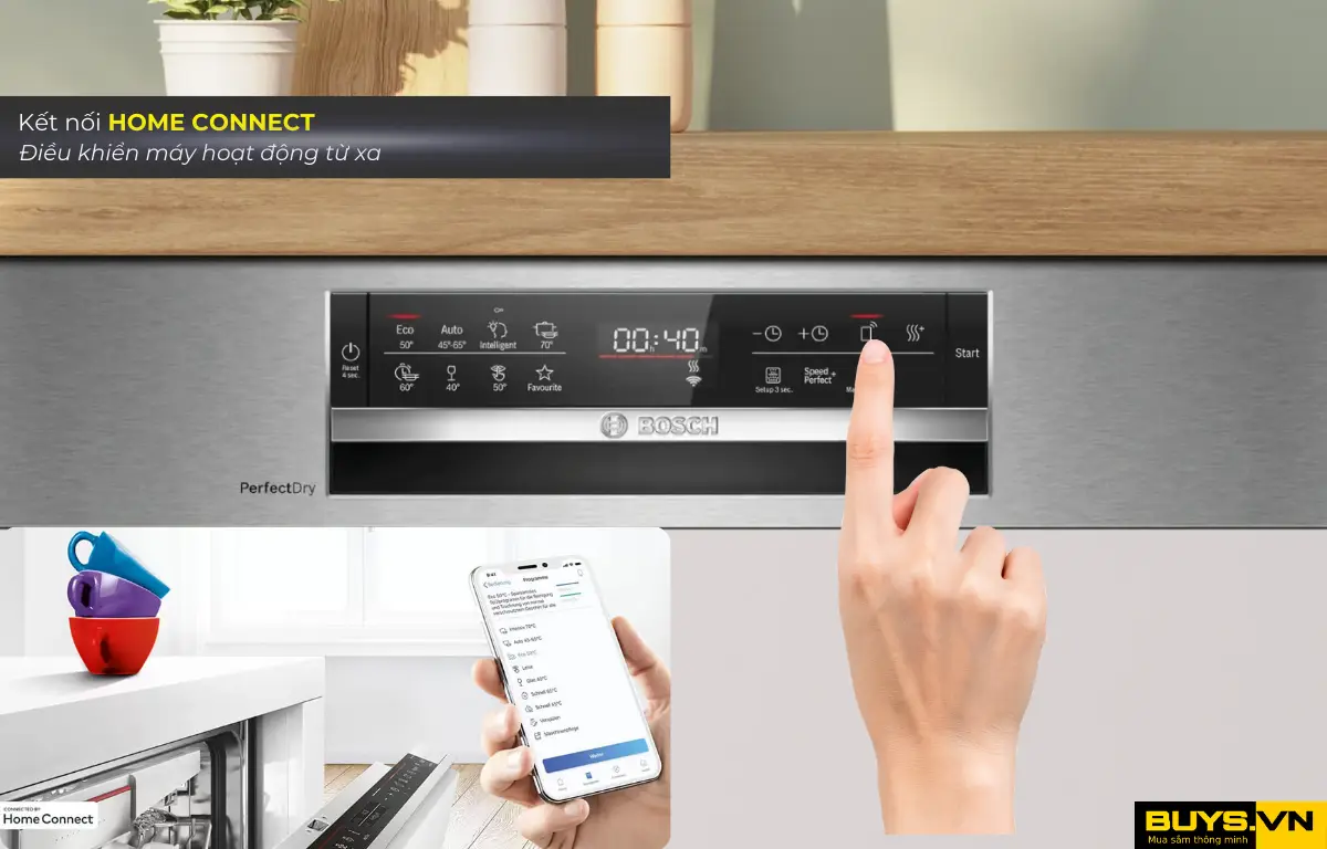 Máy rửa bát bán âm Bosch SMI6ZCS16E- Kết nối Home connect